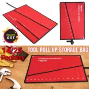 25-14 Pockets Canvas Spanner Wrench Tool Roll Up Storage Bag Organizer Pouch Cas