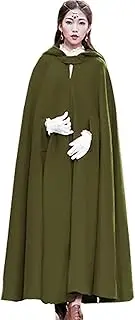 [Flygo] Women's Wool Blend Hooded Maxi Long Cape Poncho Cloak Coat with Hood