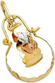 [JewelryWeb] 14k Yellow Gold White Gold and Rose Gold Love Heart Sparkle Cut Graduated Hoop Earrings 15x15mm-Hoop Earring for Women