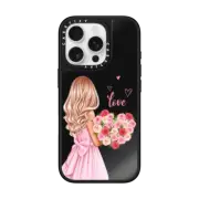 iPhone 16 Pro Mirror Case MagSafe Compatible Lady with flowers (blonde)
