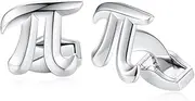 [HONEY BEAR] π Maths Physics Cufflinks for Mens Business Wedding Gift Silver, 15*14mm, Copper, no gemstone