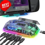 RGB Docking Station for Steam Deck OLED/ROG Ally, 8-in-1, 4K HDMI, 100W Charging