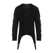 [Rick Owens] Rick Owens-Black Virgin Wool Long Sleeves Top-Uomo S STAND