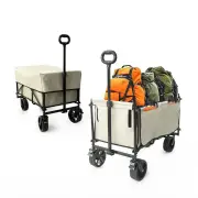 FIN Large Collapsible Extended Beach Wagon Cart 440lbs Portable Camping Beach Cart