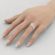 Princess Cut Diamond Engagement Ring Set 14K White Gold Ladies 2.34 CT G/SI1