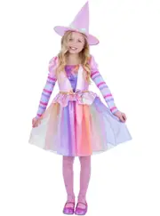 Pastel Rainbow Witch Girls Halloween Costume