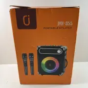 JYX Karaoke Machine w Two Wireless Microphones Portable Bluetooth Speaker Bass/T