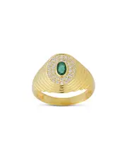 Aqua Ribbed Oval Signet Ring, Exclusive