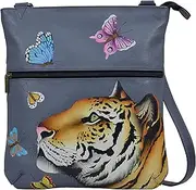 [Anna by Anuschka] Women's Hand-Painted Genuine Leather Slim Cross Shoulder Bag