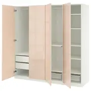 PAX / FARDAL wardrobe combination, white/high-gloss light orange, 200x60x201 cm
