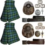 Handmade Gunn Ancient Tartan Kilt Outfit For Men Custom Size Traditional Kilt