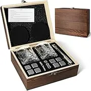WOTOW 15 PCS Whisky Glasses Set with Crystal Rocks Glasses, Whiskey Stones, Ice Tongs and Coasters - Bar Glasses for Bourbon Scotch - Gifts for Men Birthday Anniversary