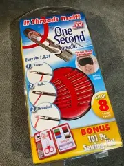 One Second Needle Threading 101 Pc Sewing Kit - Storage Box/Scissors New/Sealed