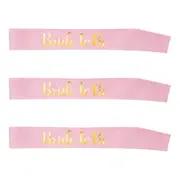 3 x Bride to Be Sashes Pink Gold Lettering Bachelorette Hen Party Bridal Set