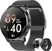 Erkwei Smart Watch for Women(Make/Answer Call) Fitness Tracker for iOS Android Phones Smartwatch with Pedometer Heart Rate Sleep Monitor AI Voice Control Digital Watch for Women Blcak