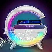 [Uandhome] Ambient Lighting Night Light,3 in 1 Night Light Bluetooth Speakers and 15W Wireless Charger, LED Desk Lamp with Rechargeable Battery, Bedside Lamp for Bedroom, Room Decor, Gift, Party