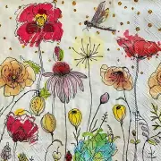 4 Paper Cocktail Napkins for Decoupage / Parties / Weddings - Posies