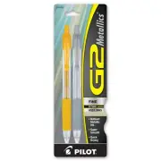 Pilot G2 07 Metallic Pens 34400, Gold & Silver Gel Ink, 0.7mm Fine, Pack of 2