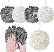 Yigood 12 PCS Chenille Hanging Hand Towels Quick Dry Hanging Absorbent Soft Hand Bath Towel, Bathroom Fluffy Microfiber Decorative Towels Ball，Cleaning Cloth for Bathroom Kitchen