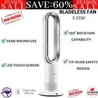 2 In 1 Bladeless Tower Fan Heating Cooling Oscillating with Remote Control Timer