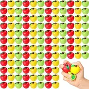 Jerify 90 Pcs Fruit Stress Ball Toys Red Green and Yellow Fruit Stress Relief Balls Fruit Squishy Fruit Fidget Stress Balls for Finger Exercise School Classroom Carnival Party Decoration Supplies