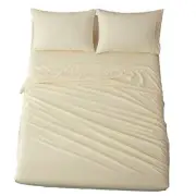 Bed Sheets Set Microfiber 1800 Thread Count Percale Super Soft and King Ivory