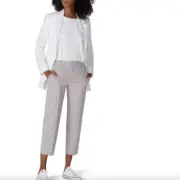 NEW Club Monaco Matie Slim Crop Light Gray White Checkered Trousers Pants 12