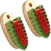 Konex Veggie Brush - Fruit and Vegetable Produce Brush and Potato Scrubber. Vegetable Scrubber Brush for Food with Beechwood Handle. Mushroom, Potato Scrubber Brush, Carrot or Corn Cleaner. (2)