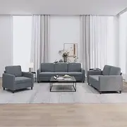 3 Piece Sofa Set Dark Grey Velvet Home Sofa