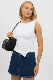 White Asymmetrical Top Sleeveless - Size 12M, Women's Top