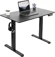 VIVO Electric Height Adjustable 102cm x 61cm Stand Up Desk, Complete Standing Workstation with Memory Controller, Black 2 Part Top, Black Frame, DESK-EP40TB