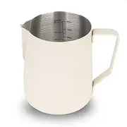 watchget Stainless Steel Milk Frother Jug 32oz/900ml, Coffee Frothing Pitcher for Espresso Machine, Barista Tools with Measurement Marks, Latte Art Accessories, White