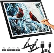 A3 Diamond Painting Light Pad with Stand, 2nd Gen Tracing Light Board Drawing Light Box Anti-Mistouch Physical Button Stepless Dimming Diamond Art Light Borad for Cricut Animation Skeching(A3+Stand)