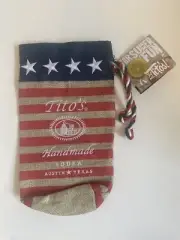 NEW w/Tags! - TITO’s VODKA USA American Flag Burlap Drawstring Pouch Gift Bag