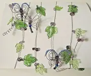66"+ Spring Beaded wire garland with leaves, dragonflies, butterflies