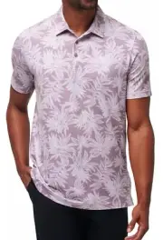 New Travis Mathew Men's Sea Journey Golf Polo Size L Large Floral Purple