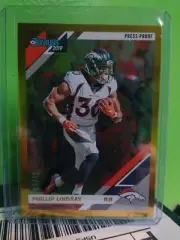 2019 Donruss Phillip Lindsay Gold Press Proof #d 37/50 Denver Broncos