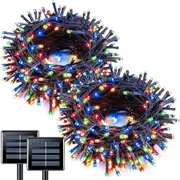 2 Pack 500 LED RGB Solar Fairy String Lights 52M Outdoor Garden Xmas
