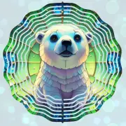 Wind Spinner 10" Baby Polar Bear Stained Glass Look Double Sided WindSpinner