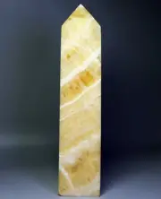 846g Natural Banded Orange Calcite Quartz Crystal Stone Tower Obelisk Wand Point