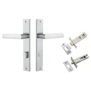 Osaka Lever Rectangular Backplate Privacy Kit w Privacy Turn Brushed Chrome
