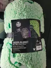 NIGHTMARE BEFORE CHRISTMAS 60x90 SHERPA BLANKET THROW GLOW IN DARK NEW OOGIE!