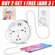LED Light Power Strip Plug Round Extension Socket Universal Power Strip Travel~