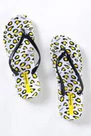 ScarvesMe Women's Yellow Leopard Animal Comfy Slippers Slides Flip Flop Sandals