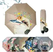 [IOco] Folding Compact Rain and Sun Safe Travel Umbrella. Australian Designed and Designs. Auto Open/Close. Double layer, Strong, mini and small enough to fit in a women's handbag
