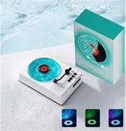 The Waves Vinyl Player Speaker, 4Mode Waves Vintage Vinyl Record Player with Microphone, 5.4 Bluetooth Speaker with Adjustable Ambient Lights, 360° Surround Sound