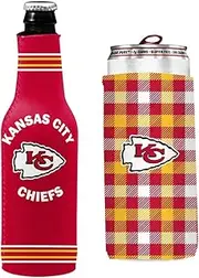 Kolder Football Can & Bottle Holder Insulator Beverage Huggie Cooler (Kansas City Crest/Slim Can (Chiefs)), Standard, KLDRSET2