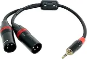Rannsgeer 3.5mm TRS Stereo to Dual XLR Male Y-Splitter Cable R7Cxx (9 Inch)