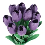 20pcs Tulips Artificial Flowers, Artificial Flowers Fake Tulip Stems Deep Purple