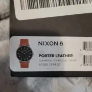 Nixon The Porter Leather Gunmetal/ Charcoal Taupe Watch